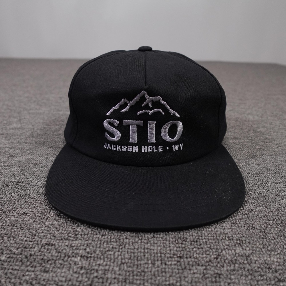Stio Hat Cap Snap Back Mens One Size Black Twill Baseball Jackson Hole
